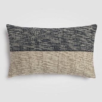 Sand & Sea Blue & Tan Coastal Stripe Lumbar Pillow