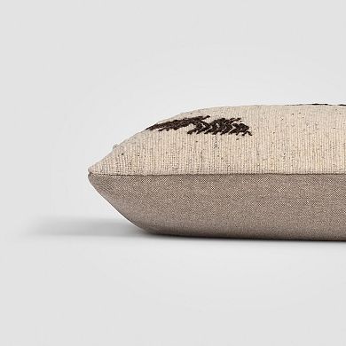 Abstract Leaf Green & Beige Accent Pillow