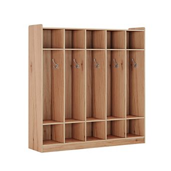 Kids Coat Locker Organizer with Hooks, 10-Cubby Storage Unit for Classroom, Nursery & Entryway