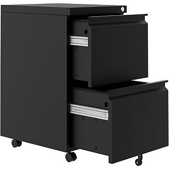 2-Drawer Metal File Cabinet with Lock, Heavy Duty Filing Cabinet for Letter/Legal/A4/F4 Documents