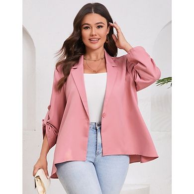 Womens Plus Size Blazer Long Sleeve Classic Blazer Draped Open Front Lightweight Blazer