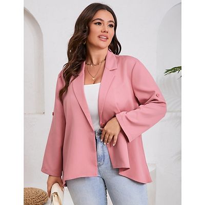 Womens Plus Size Blazer Long Sleeve Classic Blazer Draped Open