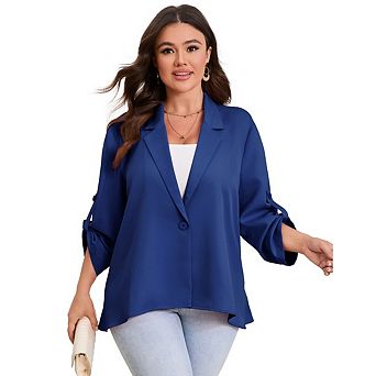 Womens Plus Size Blazer Long Sleeve Classic Blazer Draped Open Front Lightweight Blazer