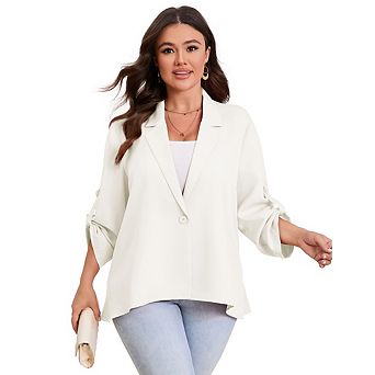 Womens Plus Size Blazer Long Sleeve Classic Blazer Draped Open Front Lightweight Blazer