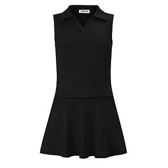 Women's Tennis Golf Dress Sleeveless Dress with Pockets Athletic Skorts and Polo Tank Top Sets