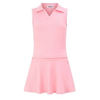 Women's Tennis Golf Dress Sleeveless Dress with Pockets Athletic Skorts and Polo Tank Top Sets