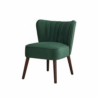 Velvet Accent Chair for Living Room - Mid-Century Modern Lounge Chair with Wood Legs