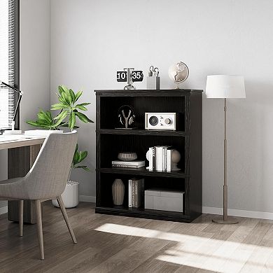 3 Tier Bookcase, Farmhouse Book Shelf with Storage, Low Book Case Wooden 3 Shelf Bookcase for Home