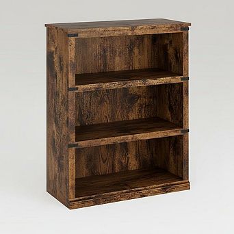 3 tier Bookcase, Farmhouse Book Shelf with Storage, Low Book Case Wooden 3 Shelf Bookcase for Home