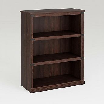 3 tier Bookcase, Farmhouse Book Shelf with Storage, Low Book Case Wooden 3 Shelf Bookcase for Home