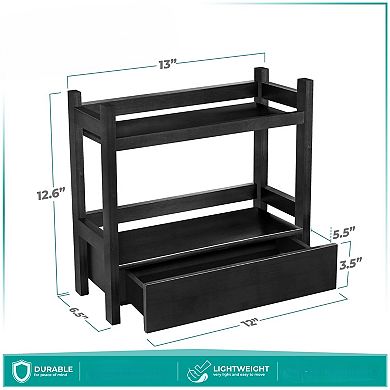 Sorbus 2-Tier Counter Organizer with Drawer - Matcha Station, Bathroom, Kitchen & Office
