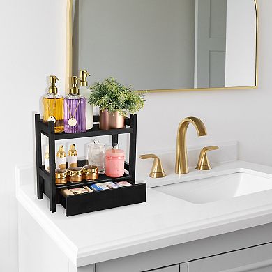 Sorbus 2-Tier Counter Organizer with Drawer - Matcha Station, Bathroom, Kitchen & Office