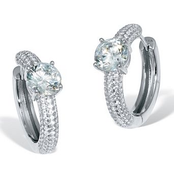 PalmBeach Jewelry 3.70 TCW Round Cubic Zirconia Silvertone Huggie Earrings