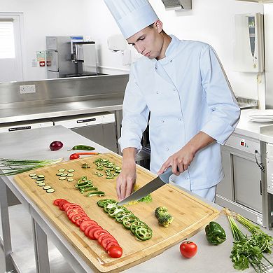 Bamboo Wood Cutting Board, Thick Butcher Block, Multipurpose Chopping Board