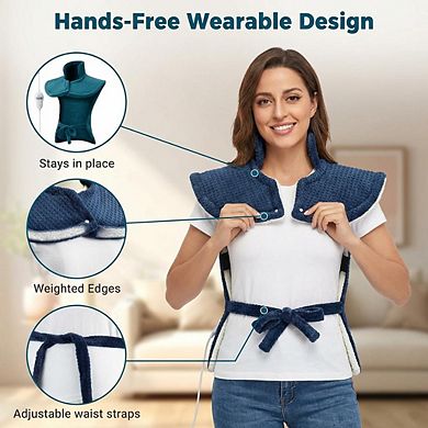 Massaging Heating Pad for Full Body Pain Relief Large Back Heat Pad, 4 Massage Motors