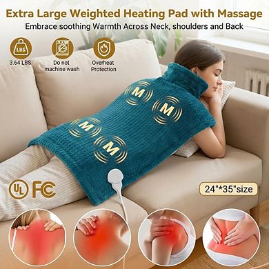Massaging Heating Pad for Full Body Pain Relief Large Back Heat Pad, 4 Massage Motors