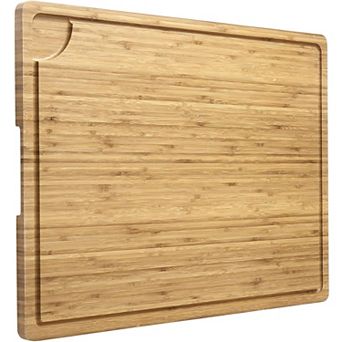Bamboo Wood Cutting Board, 0.8-Inch Thick Butcher Block, Multipurpose Chopping Board