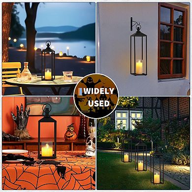 17"+19"+22" Large Metal Candle Lanterns Set with Flameless LED Candles