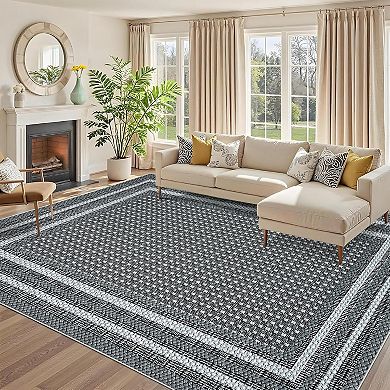 Washable Rugs，Abstract Area Rug Neutral Soft Rugs，Non Slip，Low Pile