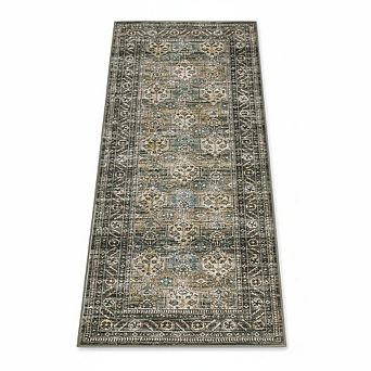 Vintage Floral Runner Rug Washable, Ultra Thin, Low Pile, Non-Slip Area Carpet