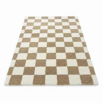 Modern Checkered Runner Rug,Ultra-Soft,Non Slip,High Pile Non-Shedding