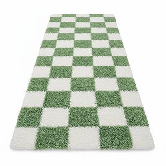 Modern Checkered Runner Rug,Ultra-Soft,Non Slip,High Pile Non-Shedding