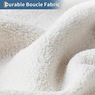 84 Inch Modern Sofa Couch, Large 3-Seater Sofa with Streamlined Armrests, Boucle Loveseat Wood Feet