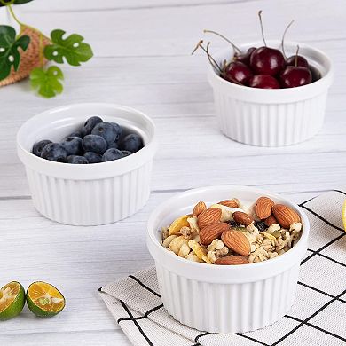 8 oz Ceramic Ramekins, Set of 8 Porcelain Creme Brulee Souffle Ramekins for Baking