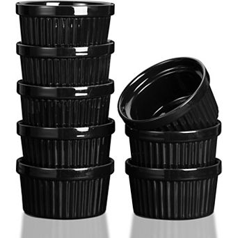 8 oz Ceramic Ramekins, Set of 8 Porcelain Creme Brulee Souffle Ramekins for Baking