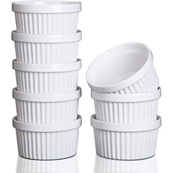 8 oz Ceramic Ramekins, Set of 8 Porcelain Creme Brulee Souffle Ramekins for Baking