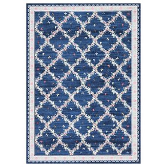 Floral Butterfly Area Rugs, Washable Flower Insect Boho Non Slip Soft Low Pile Carpet Home Decor
