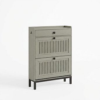 Shoe Cabinet, Shoes Organizer with Top Drawer, Hollow Out Pane, Adjustable Shoe Rack for Entryway