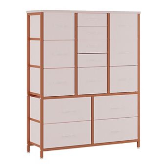 15-Drawer Fabric Dresser for Bedroom Tall Storage Chest Fabric Drawer Organizer for Closet