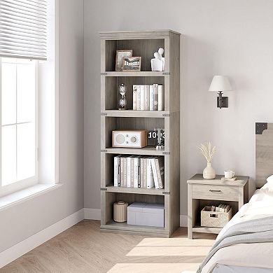 5 Tier Bookcase with Open Storage Shelves, Tall Wooden Book Shelf for Home Office Organization