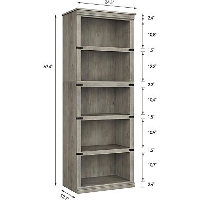 5 Tier Bookcase with Open Storage Shelves, Tall Wooden Book Shelf for Home Office Organization