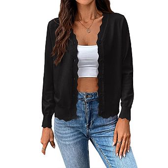 Womens Cardigan Sweaters Long Sleeve Casual Lightweight Button Down V-Neck Fall Clothes