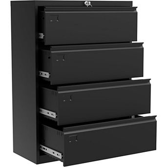 4-Drawer Lateral File Cabinet with Lock, 52"H Metal Filing Cabinet for Home Office & Business Use