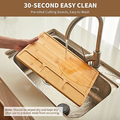 Bamboo Cutting Board Set with Prep Slots - 3 Sizes Cutting Boards for Kitchen