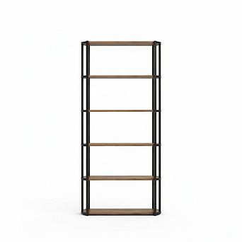 71" Tall Book Shelf, Metal Frame 6 tier Modern Industrial Bookshelf, Freestanding Open Bookcase