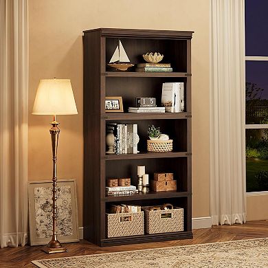 5 Tier Bookcase with Open Storage Shelves, Tall Wooden Book Shelf for Home Office Organization