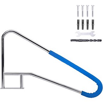 55 in x 32 in Stainless Steel Pool Handrail, Rustproof 304 Metal Swimming Pool Rail