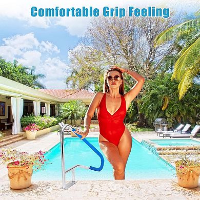 55 in x 32 in Stainless Steel Pool Handrail, Rustproof 304 Metal Swimming Pool Rail