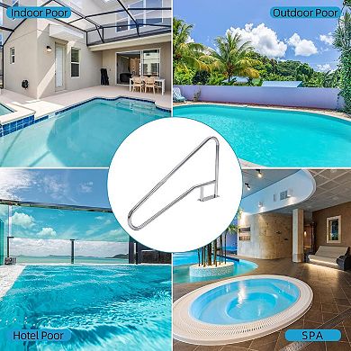 55 in x 32 in Stainless Steel Pool Handrail, Rustproof 304 Metal Swimming Pool Rail