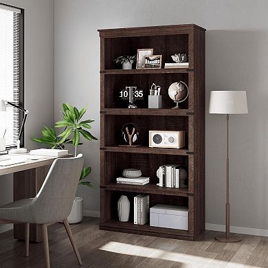 5 Tier Bookcase, Farmhouse Book Shelf with Storage Open Display Bookshelves