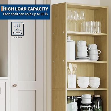 6 Shelf Bookcase - 71.4” 6 Shelf Tall Bookshelf with Anti-Tip Design & Easy Assembly