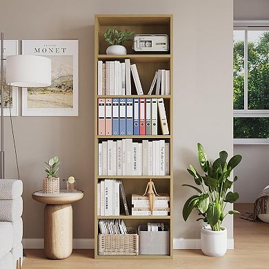 6 Shelf Bookcase - 71.4” 6 Shelf Tall Bookshelf with Anti-Tip Design & Easy Assembly