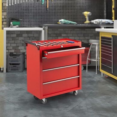 4-Drawer Rolling Tool Chest with Wheels, Portable Tool Cabinet and Storage Cart, Secure Lock System