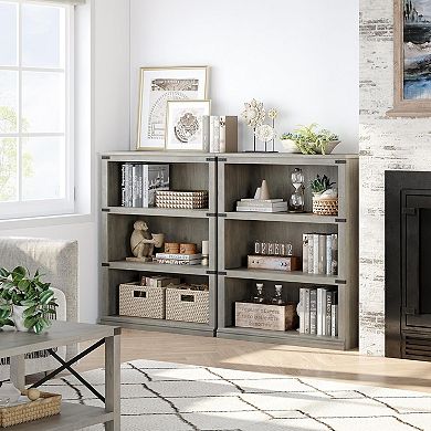 5-Tier Farmhouse Wood Bookshelf with Storage Open Shelves