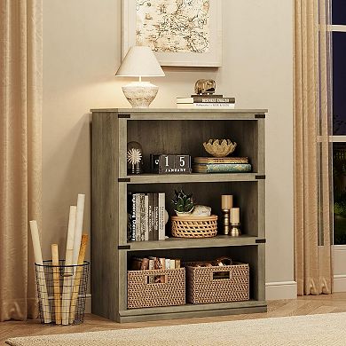 5-Tier Farmhouse Wood Bookshelf with Storage Open Shelves