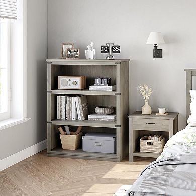 5-Tier Farmhouse Wood Bookshelf with Storage Open Shelves